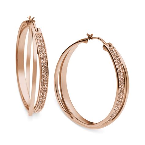 michael kors rose gold pyramid earrings|gold hoop earrings Michael Kors.